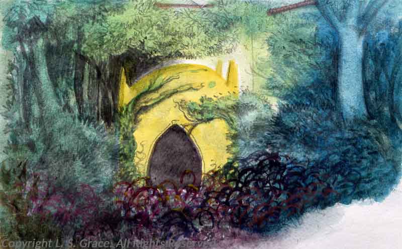 Weird hut in brambles - Maji! Fantasy Book by L S Grace